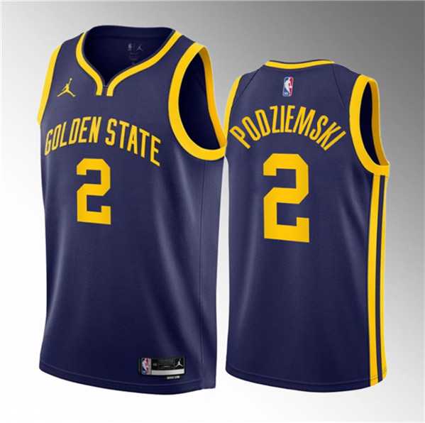 Men's Golden State Warriors #2 Brandin Podziemski Navy 2023 Draft Statement Edition Swingman Stitched Basketball Jersey Dzhi